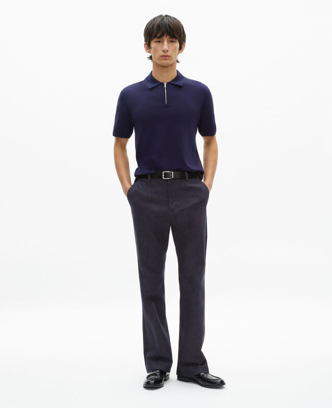 The Kooples HOMME NAVY polo en maille col zippé marine
