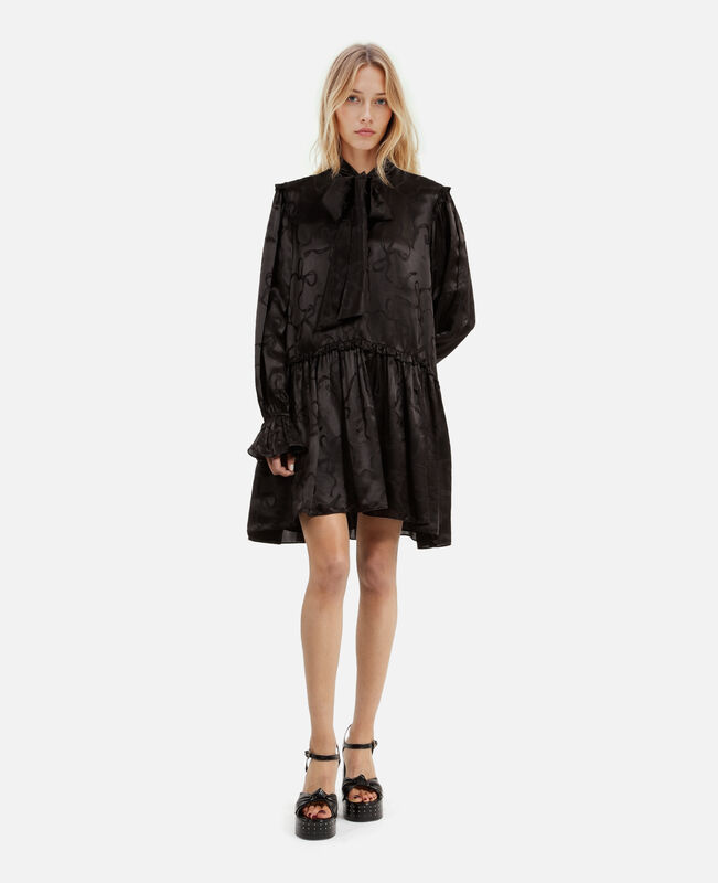 The Kooples FEMME BLACK robe courte jacquard imprimé rubans