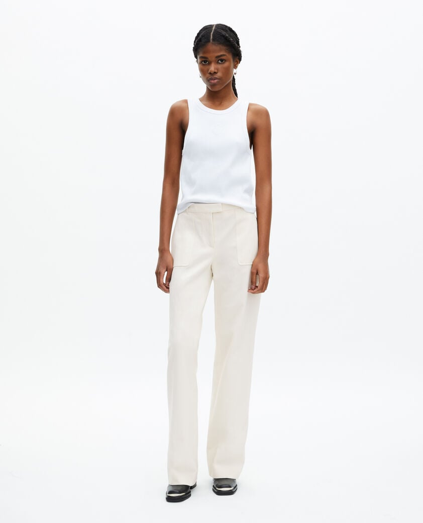 The Kooples DAMEN ECRU weite hose aus ecrufarbener baumwolle