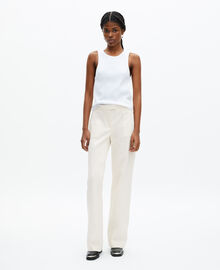 The Kooples FEMME ECRU pantalon large en coton ecru