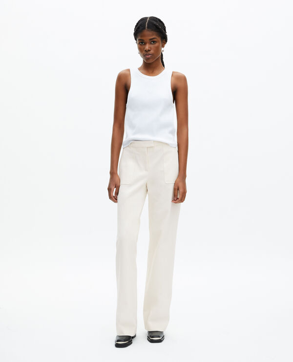 The Kooples FEMME ECRU pantalon large en coton ecru
