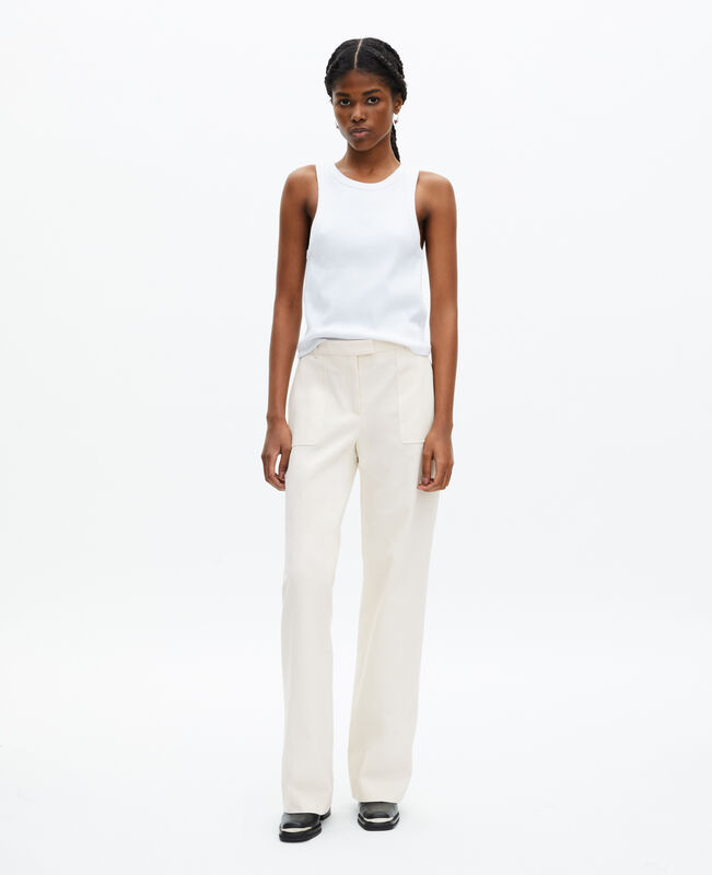 The Kooples FEMME ECRU pantalon large en coton ecru