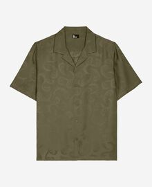 The Kooples HOMME OLIVE KAKI chemise manches courtes en jacquard kaki