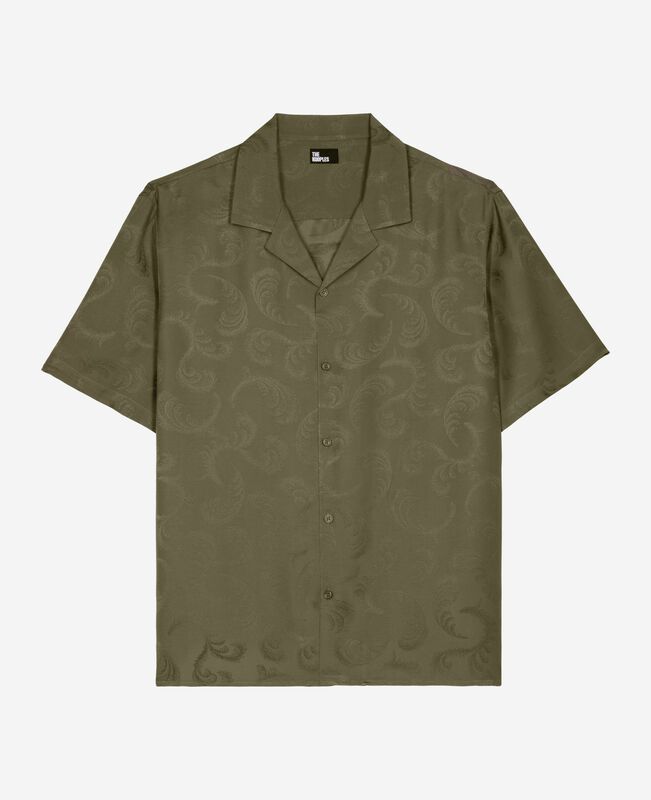 The Kooples HOMME OLIVE KAKI chemise manches courtes en jacquard kaki