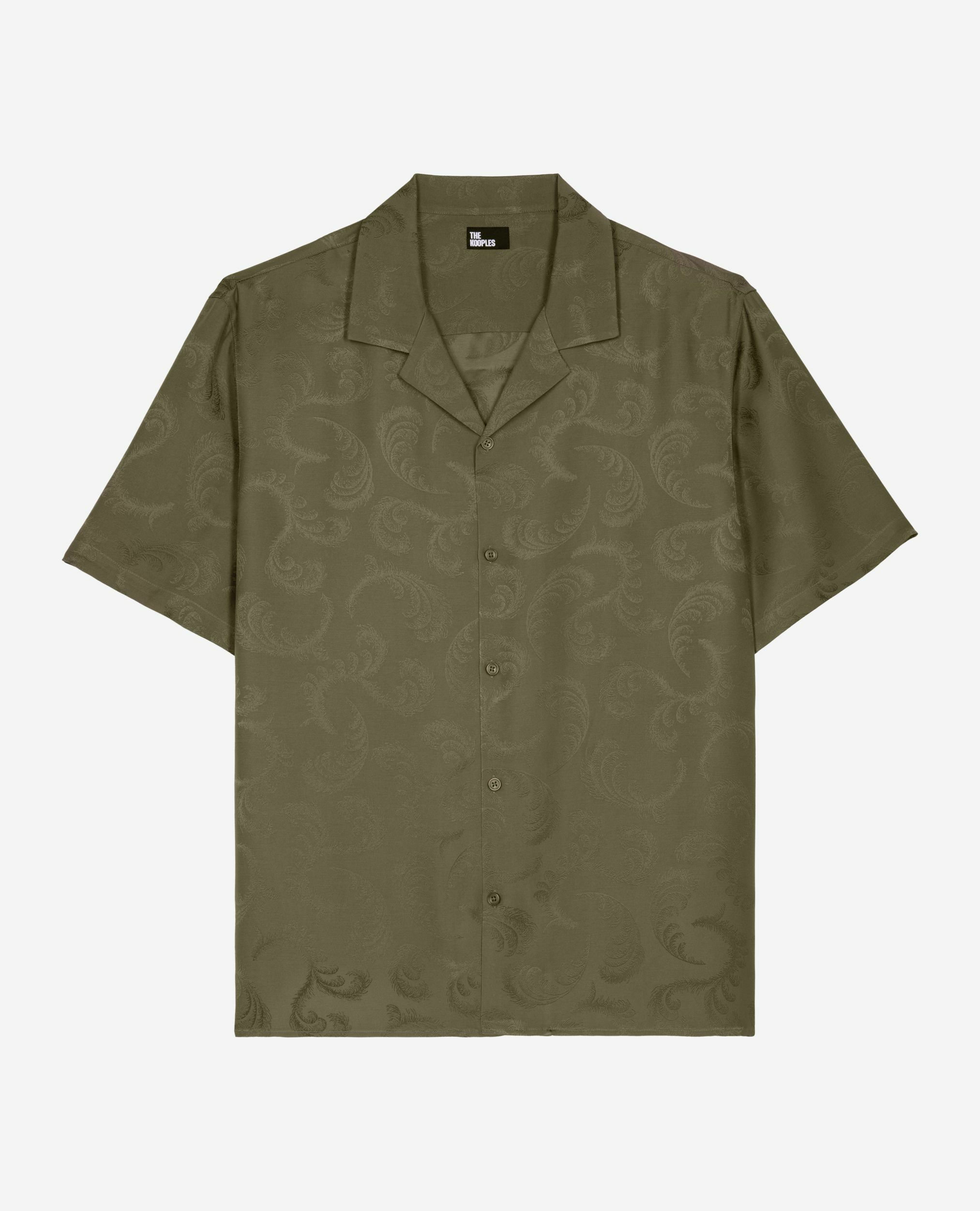 Chemise manches courtes en jacquard kaki, OLIVE KAKI, hi-res image number null