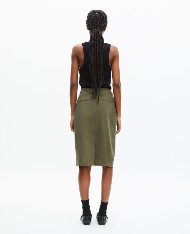 The Kooples FEMME KAKI jupe cargo midi kaki