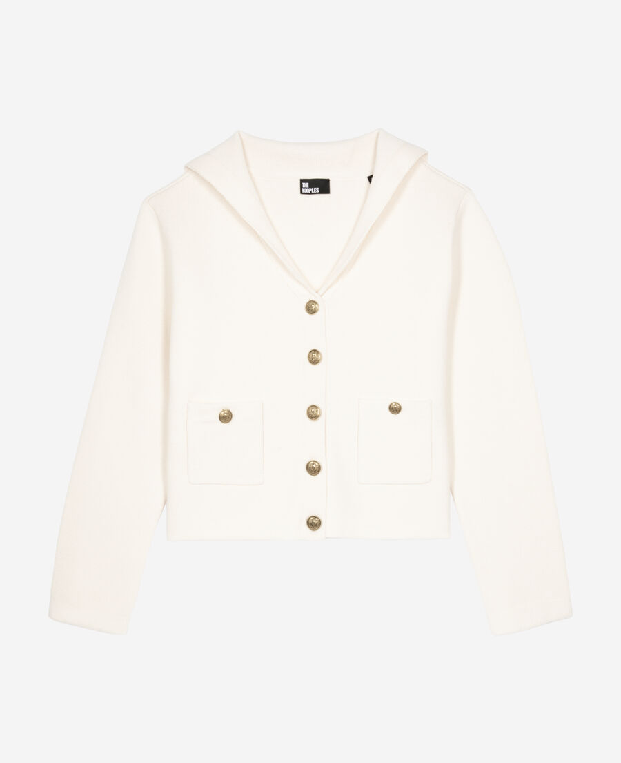 The Kooples FEMME ECRU cardigan en coton et laine ecru