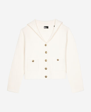 The Kooples FEMME ECRU cardigan en coton et laine ecru