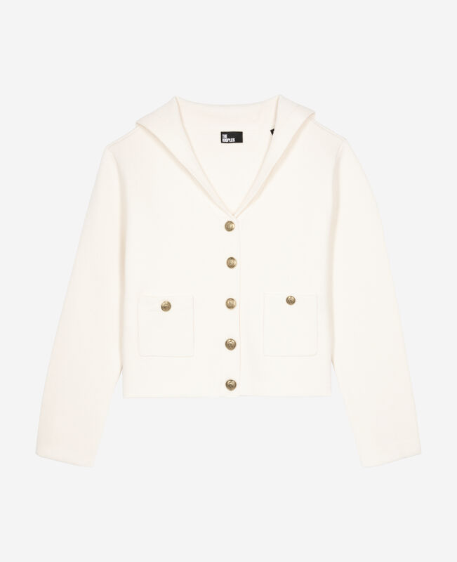 The Kooples FEMME ECRU cardigan en coton et laine ecru