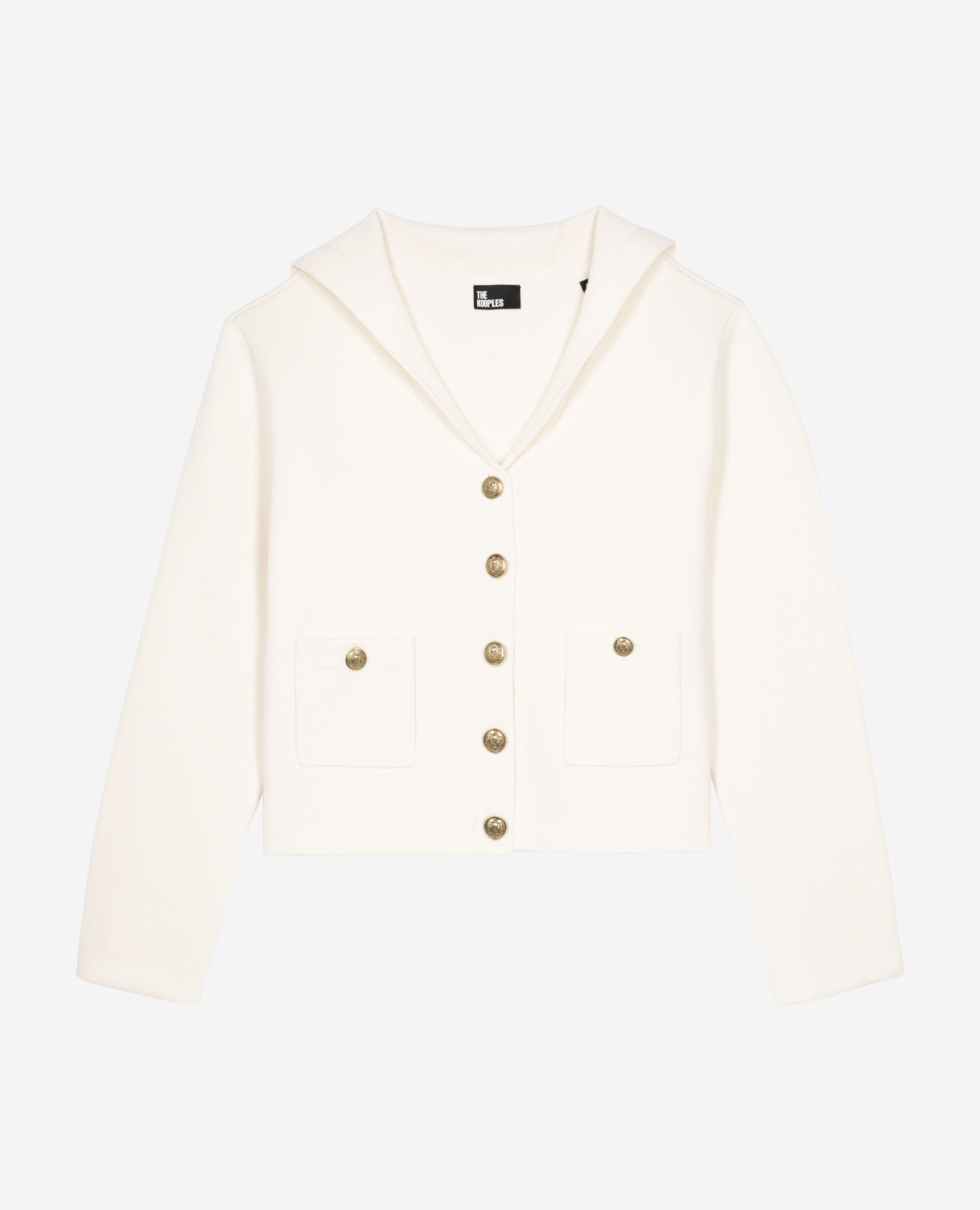 Cardigan en coton et laine ecru, ECRU, hi-res image number null