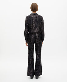 The Kooples FEMME BLACK pantalon flare à sequins noir
