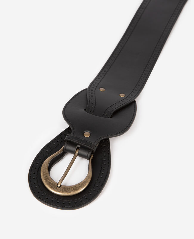 The Kooples FEMME BLACK ceinture en cuir noir avec boucles
