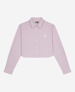 The Kooples FEMME PINK BLACK chemise à rayures en popeline rose