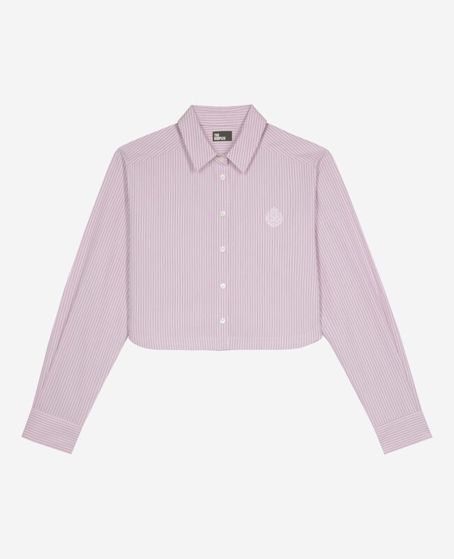 The Kooples FEMME PINK BLACK chemise à rayures en popeline rose