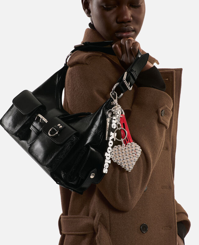 The Kooples FEMME BLACK sac amelia en cuir craquelé noir