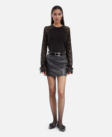 The Kooples FEMME BLACK WASHED t-shirt manches longues en dentelle noir