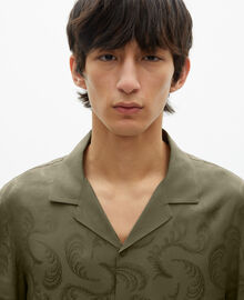 The Kooples HOMME OLIVE KAKI chemise manches courtes en jacquard kaki