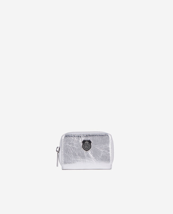 The Kooples FEMME SILVER porte monnaie blason en cuir argenté