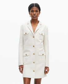 The Kooples FEMME BEIGE robe courte style officier en lin écrue