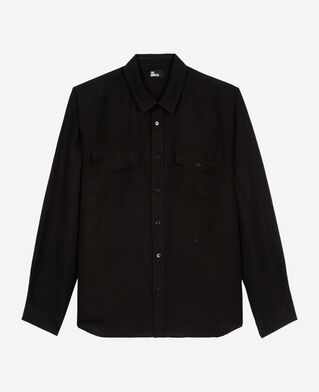 The Kooples HOMME BLACK chemise en mix lin noire