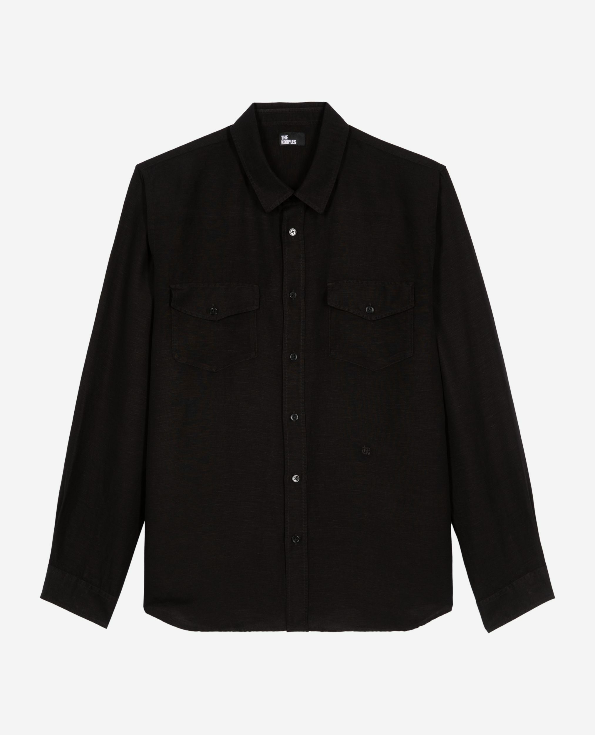 Chemise en mix lin noire, BLACK, hi-res image number null