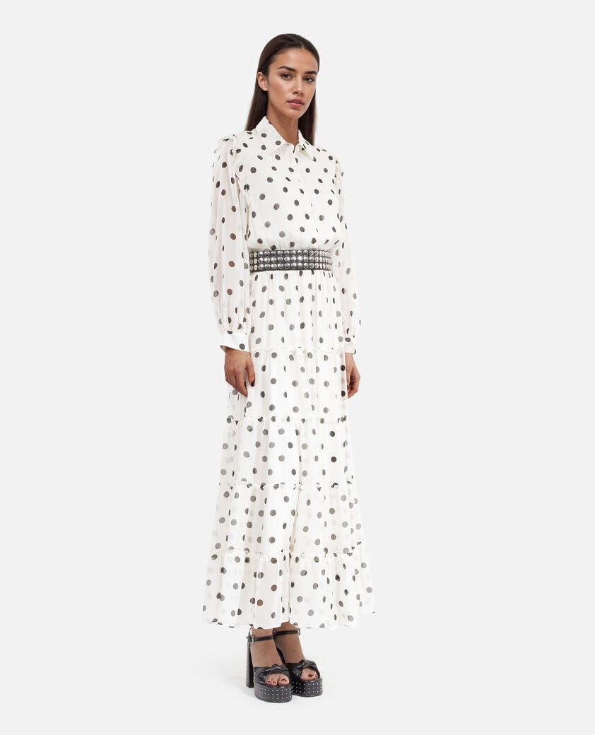 The Kooples DAMEN WHITE / BLACK langes weißes kleid mit punkten ecru