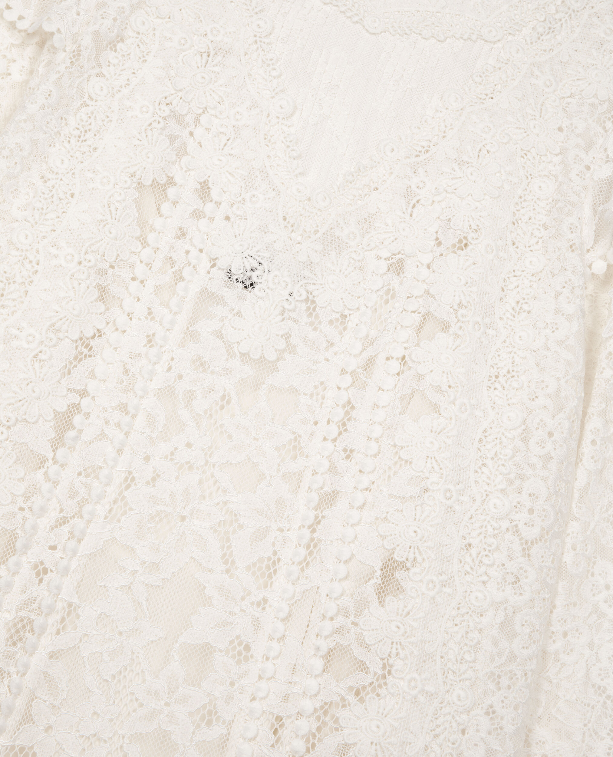 Robe courte manches longues en dentelle écrue, ECRU, hi-res image number null