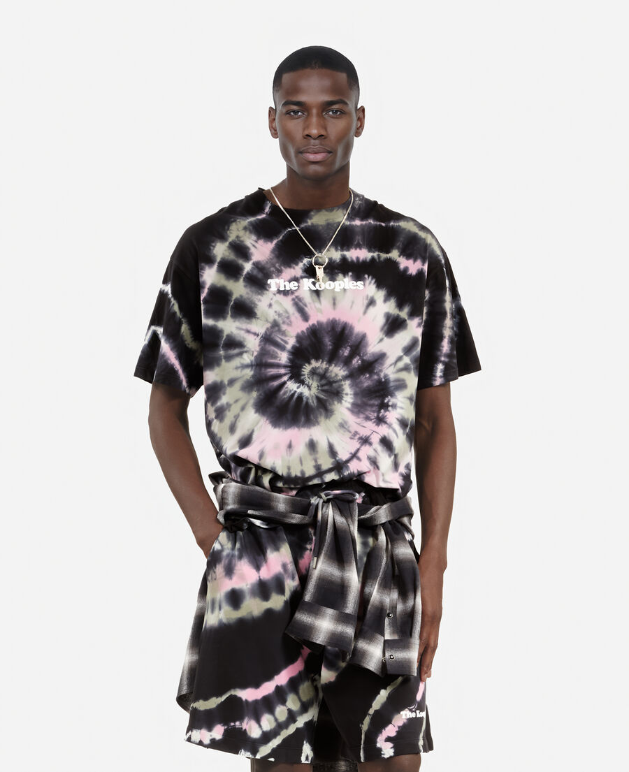 The Kooples MEN ECRU GREEN black tie-dye t-shirt