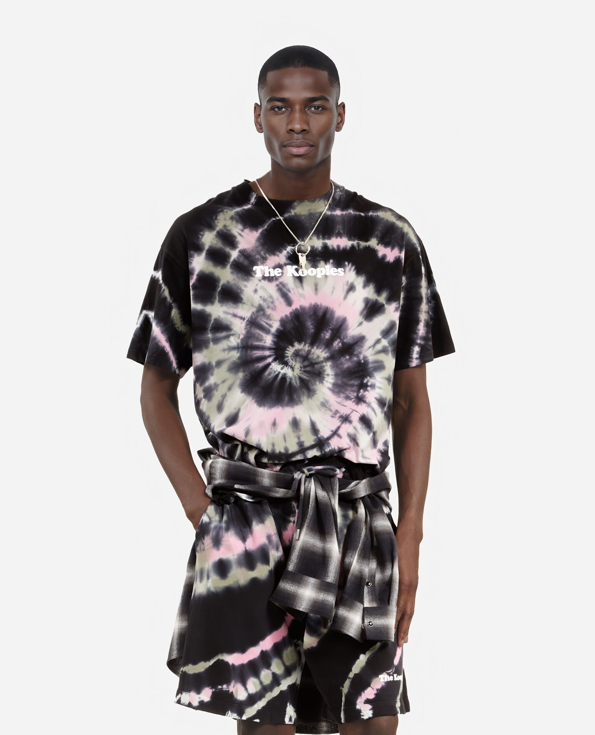 T-shirt tie and dye noir, ECRU GREEN, hi-res image number null