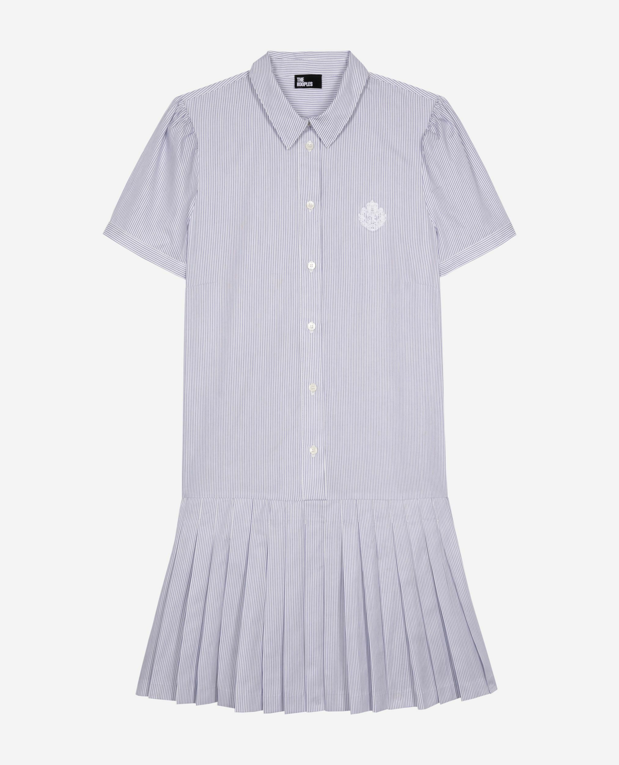 Robe courte col chemise à rayures bleue, BLUE WHITE, hi-res image number null