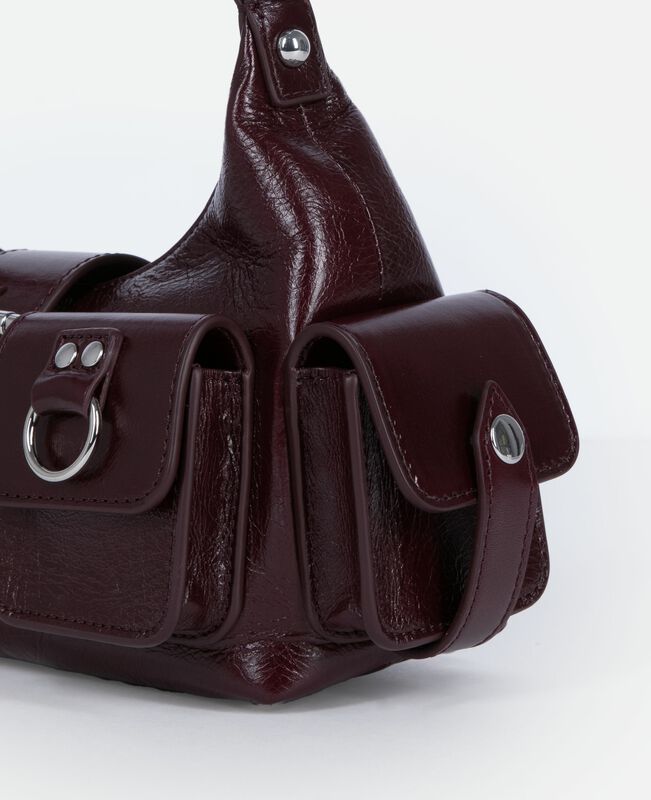 The Kooples FEMME BORDEAUX sac amelia small en cuir craquelé bordeaux