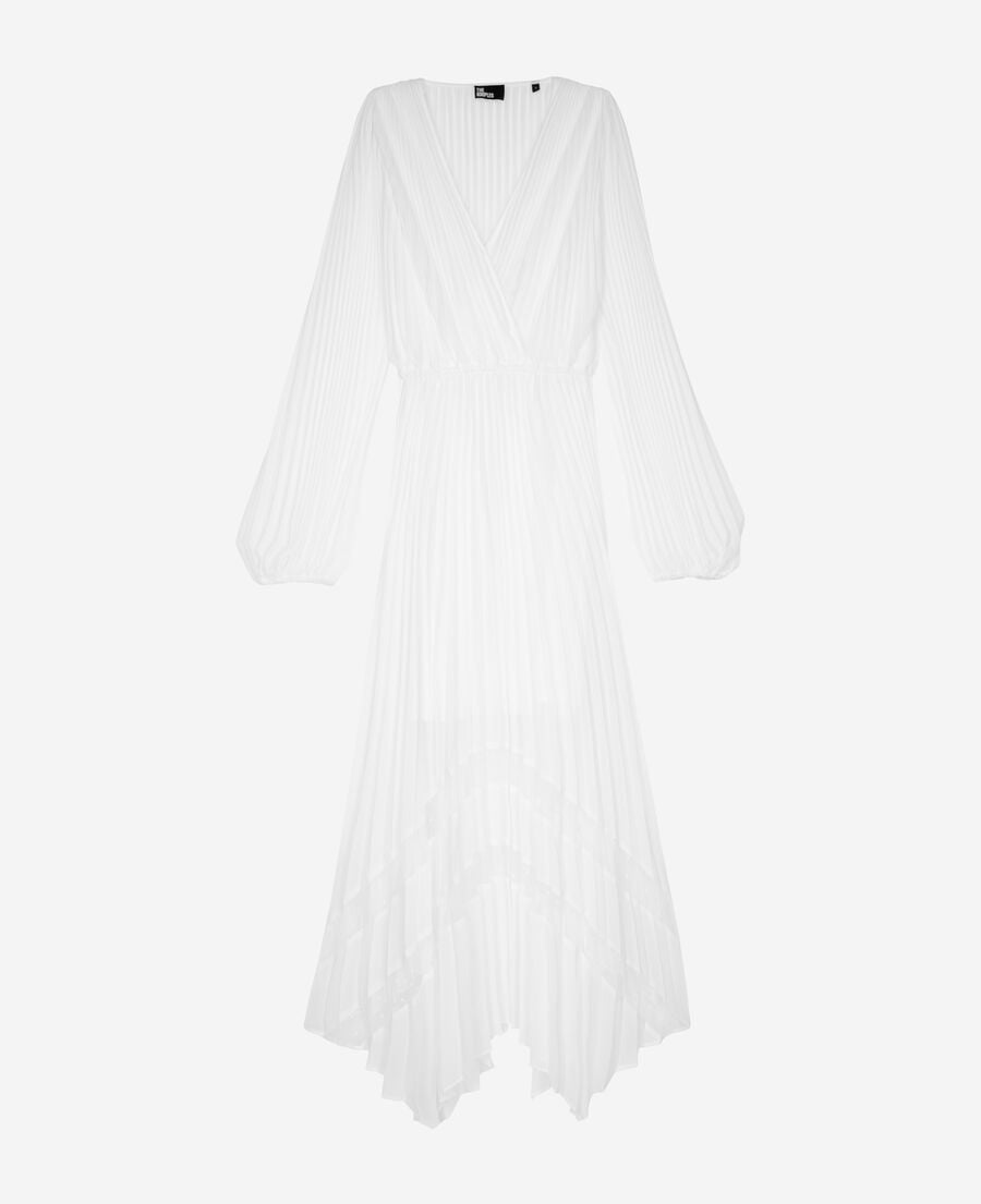 The Kooples WOMEN ECRU ecru plumetis long pleated dress