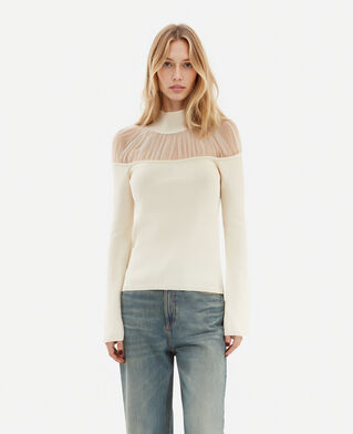 The Kooples FEMME ECRU pull avec fronces écru