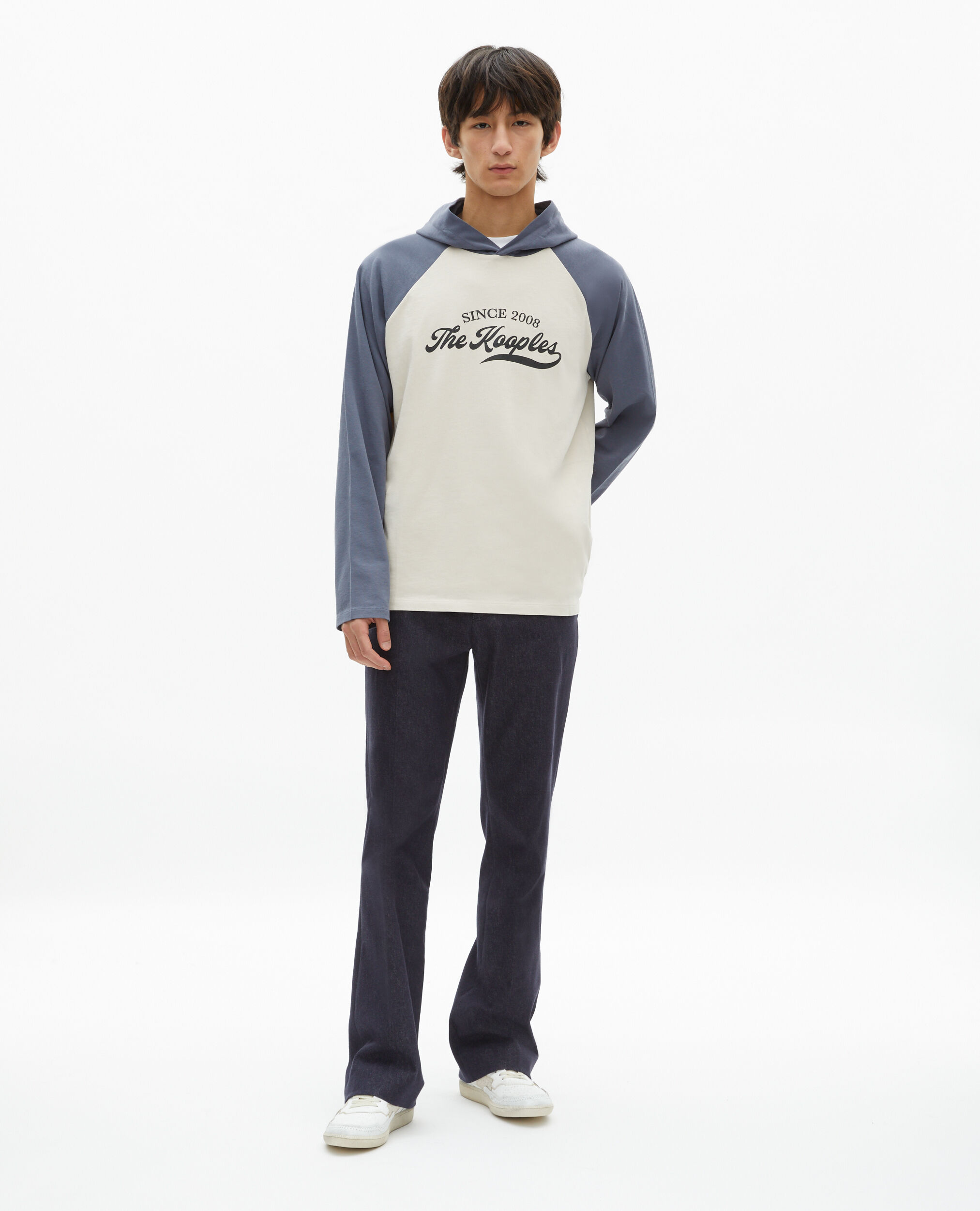 T-shirt manches longues avec logo beige, BEIGE GREY, hi-res image number null