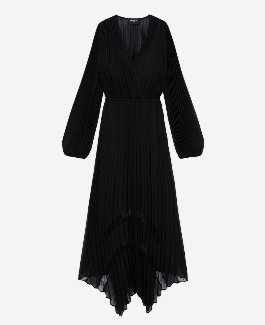 The Kooples WOMEN BLACK long black pleated dress