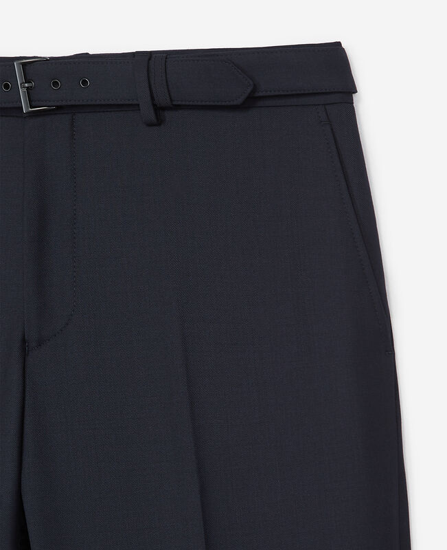 The Kooples HOMME DARK NAVY pantalon de costume en laine à ceinture intégrée bleu coupe ajustée