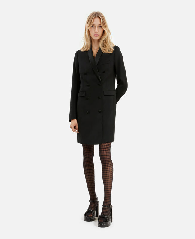 The Kooples FEMME BLACK robe tailleur courte en laine noire