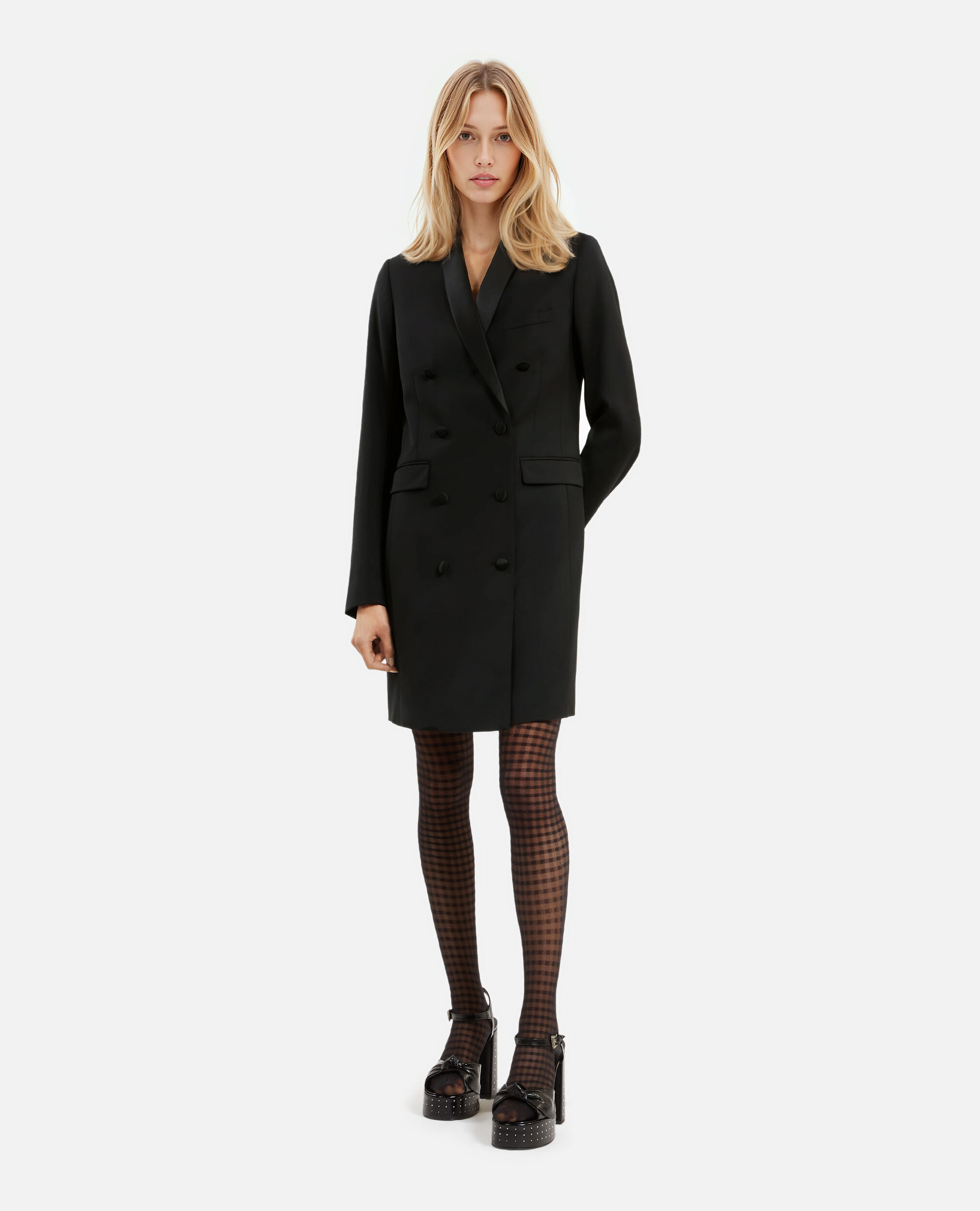 Robe tailleur courte en laine noire, BLACK, hi-res image number null