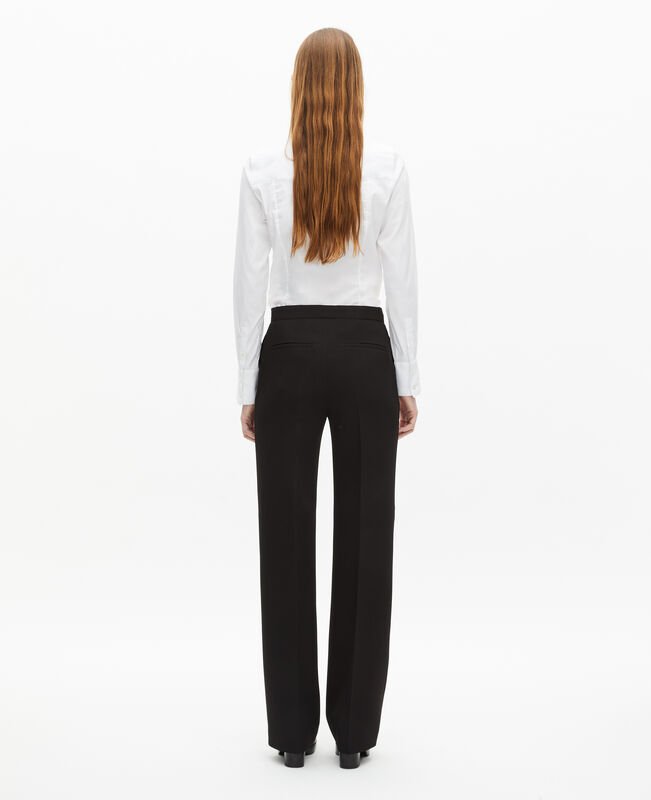The Kooples FEMME BLACK pantalon tailleur en crêpe coupe droite noir