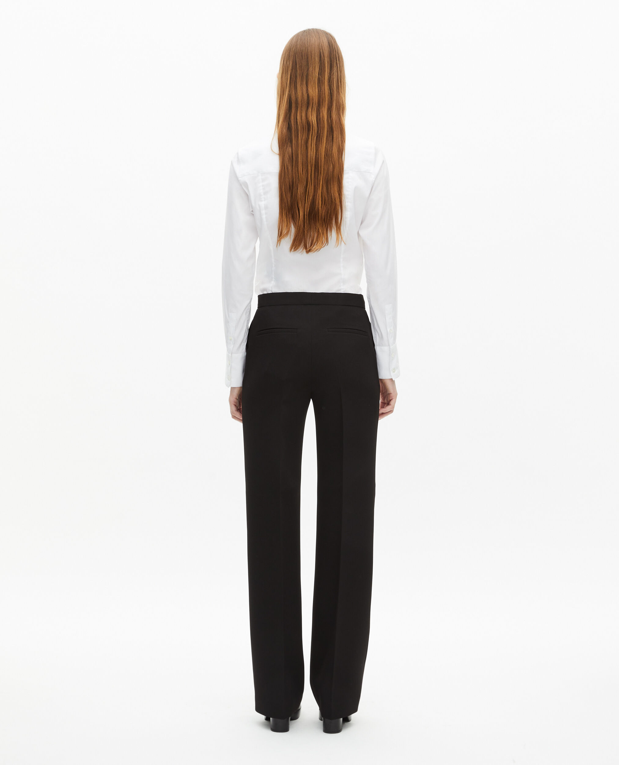 Pantalon tailleur en crêpe coupe droite noir, BLACK, hi-res image number null