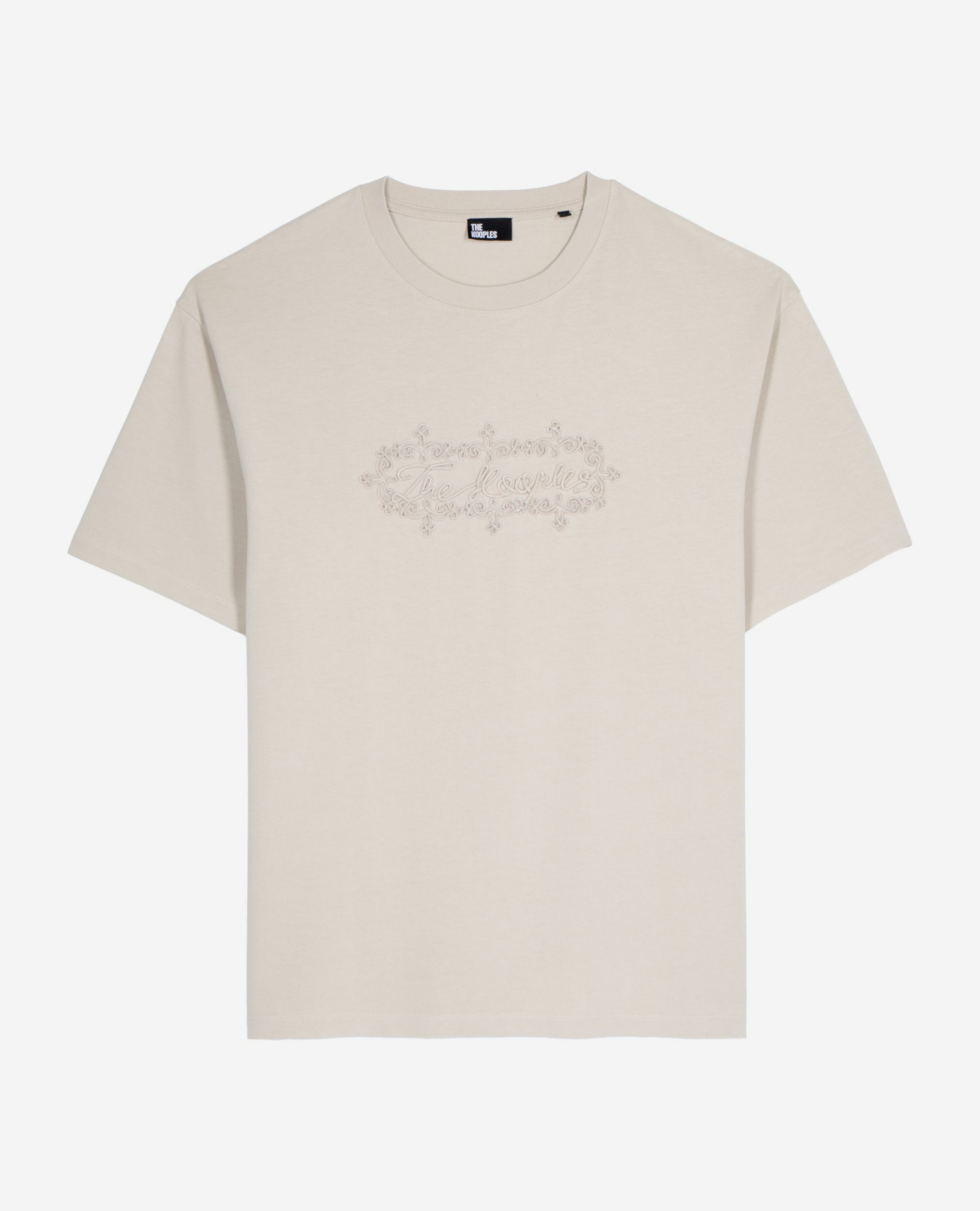 T-shirt avec broderie logo beige, BEIGE GREY, hi-res image number null
