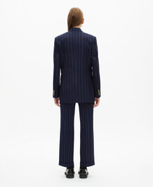 The Kooples FEMME NAVY veste tailleur à rayures tennis en laine mélangée bleu marine