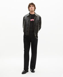 The Kooples HOMME BLACK pantalon en laine coupe large noir