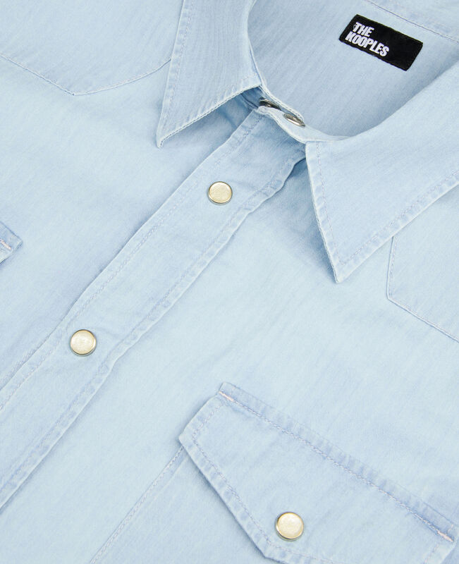 The Kooples HOMME BLUE BEIGE chemise en denim bleu