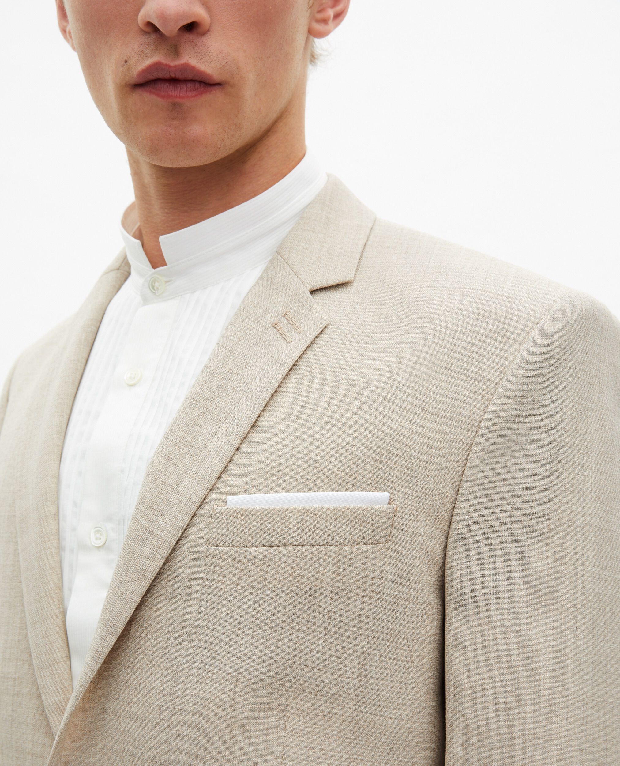 Veste de costume en laine coupe ajustée beige, BEIGE, hi-res image number null