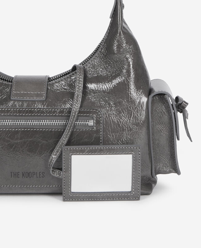 The Kooples FEMME GREY sac amelia en cuir craquelé gris