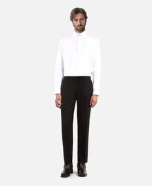 The Kooples HOMME BLACK pantalon droit en laine noir