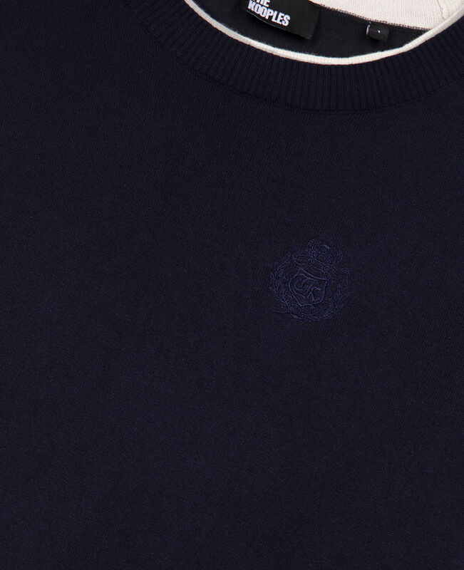 The Kooples FEMME DARK NAVY-ECRU pull bleu marine et ecru