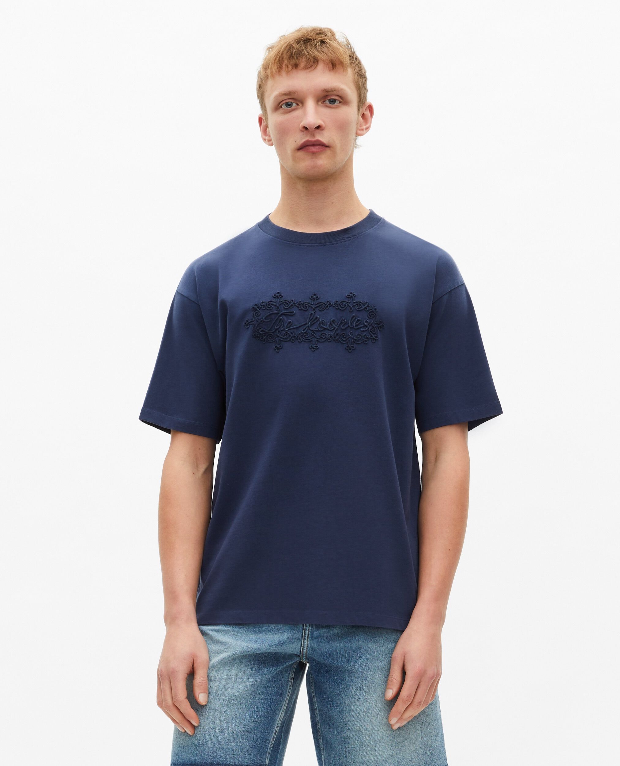T-shirt avec broderie logo bleu marine, DARK NAVY, hi-res image number null