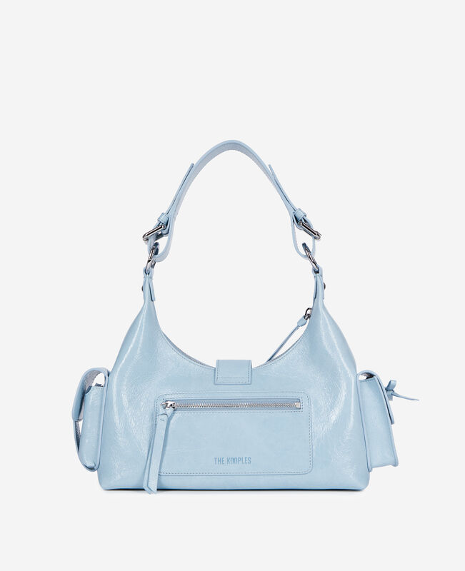 The Kooples FEMME LIGHT BLUE sac amelia en cuir bleu clair